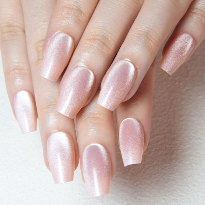 Cat Eye Gold Press on Nails Almond Short, Gold Metal Short Almond Soft Gel Press