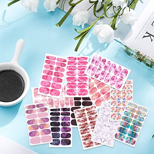 24 Sheets 336 Pcs Marble Nail Stickers Full Wraps for Women Girls Color Style 1