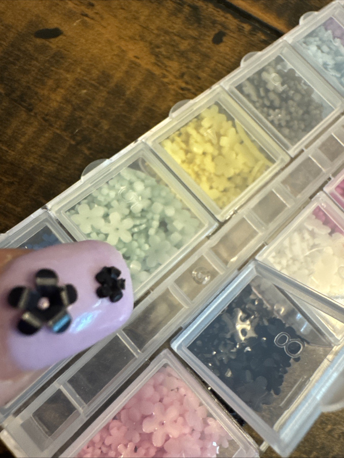 3D Mix Assorted Color Nail Charms, Acrylic Multi Blue Purple White Pink Flower