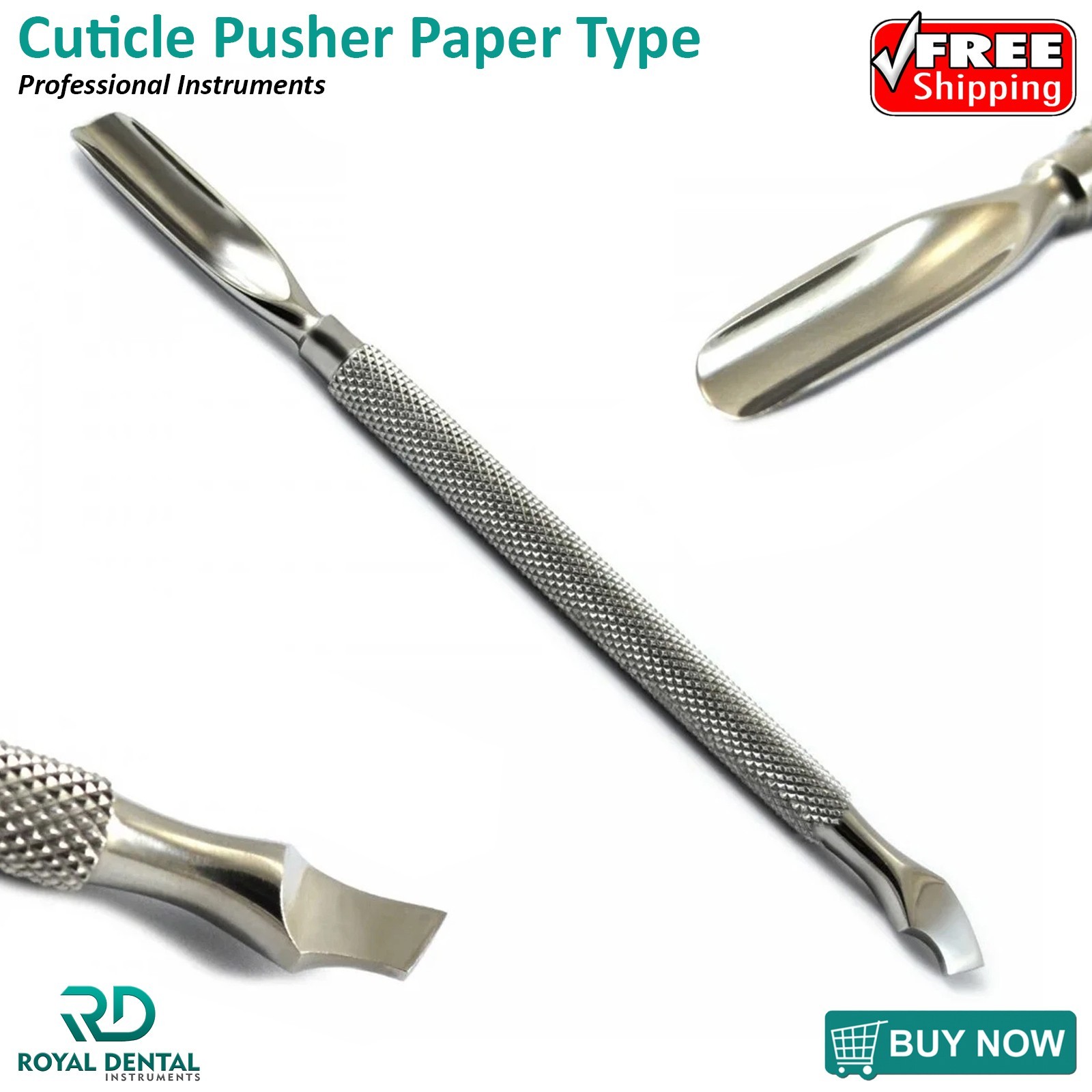 STAINLESS STEEL DOUBLE ENDED CUTICLE PUSHER NAIL CLEANER REMOVER MANICURE TOOL