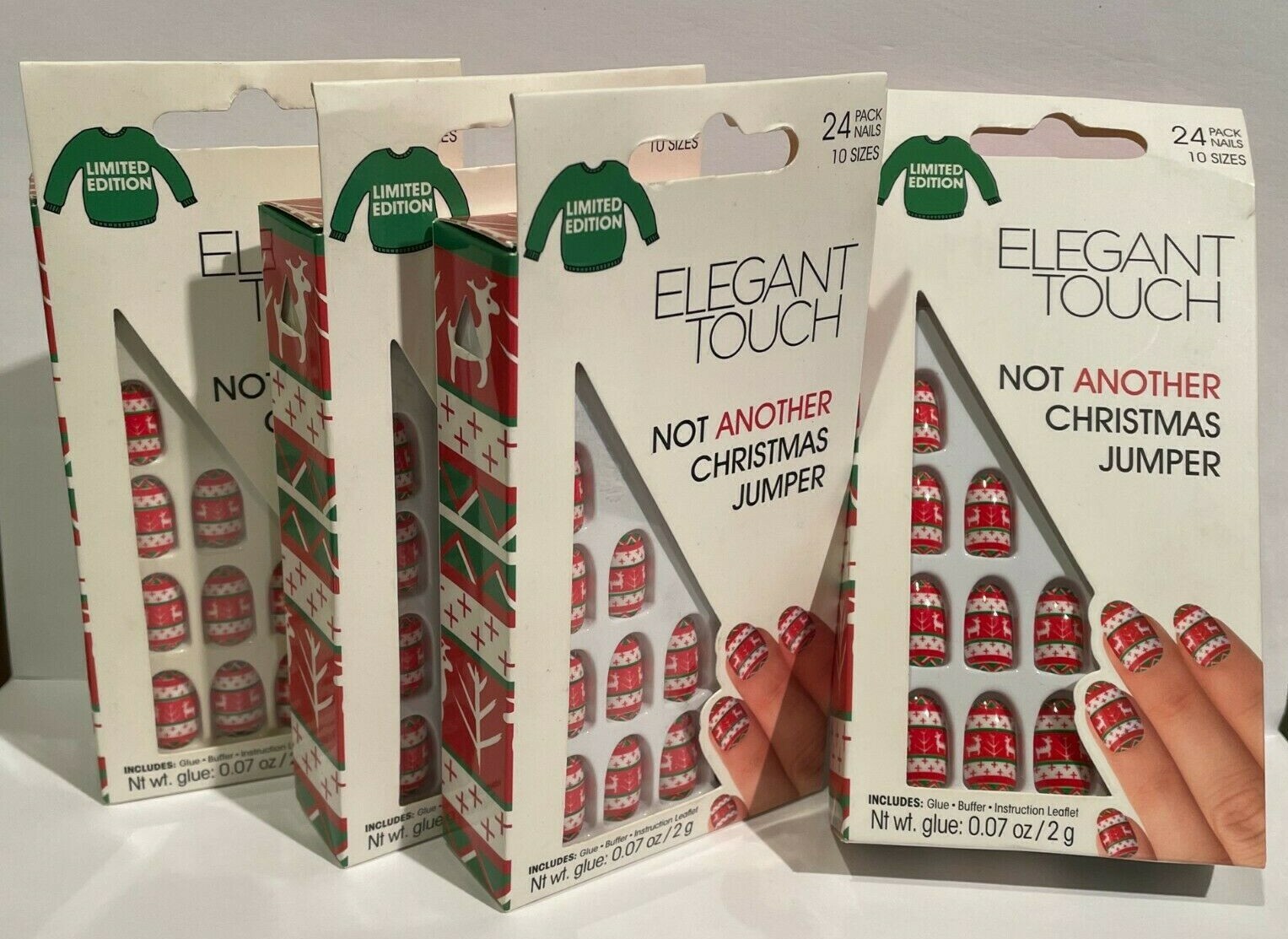 Lot Of 4 Elegant Touch Fake Nails – NOT ANOTHER CHRISTMAS JUMPER – Nails Kit