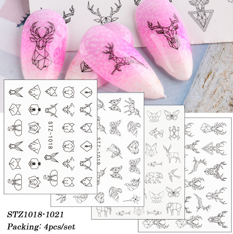 Nail Art Decals Water Transfer Stickers Black Flowers Abstract Image Skull NS11