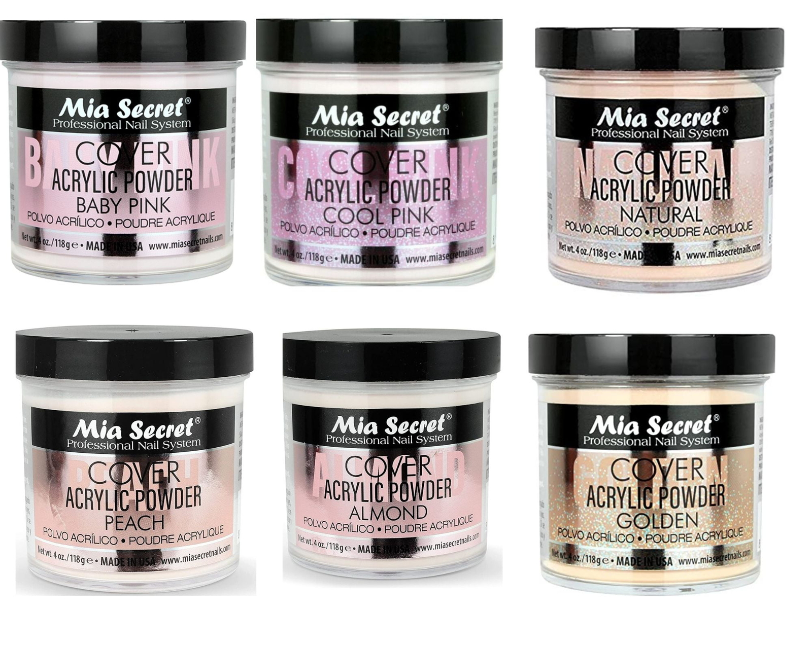 Mia Secret COVER (Baby Pink/Cool Pink/Natural/Peach/Almond/Golden) – 4 oz; 6pc