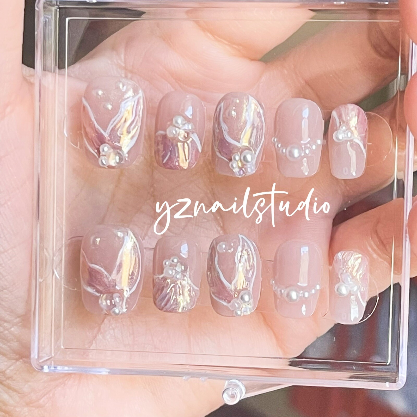🔥CUSTOM Mermaid Gel Press On False Nails set /Handmade short nails size：S