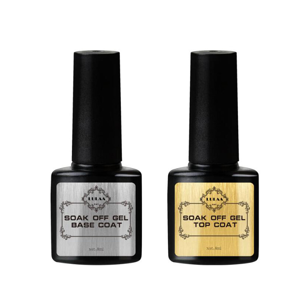 2PCS Top Coat & Base Coat Primer Gel UV LED Nail Polish Soak Off Manicure 8ml