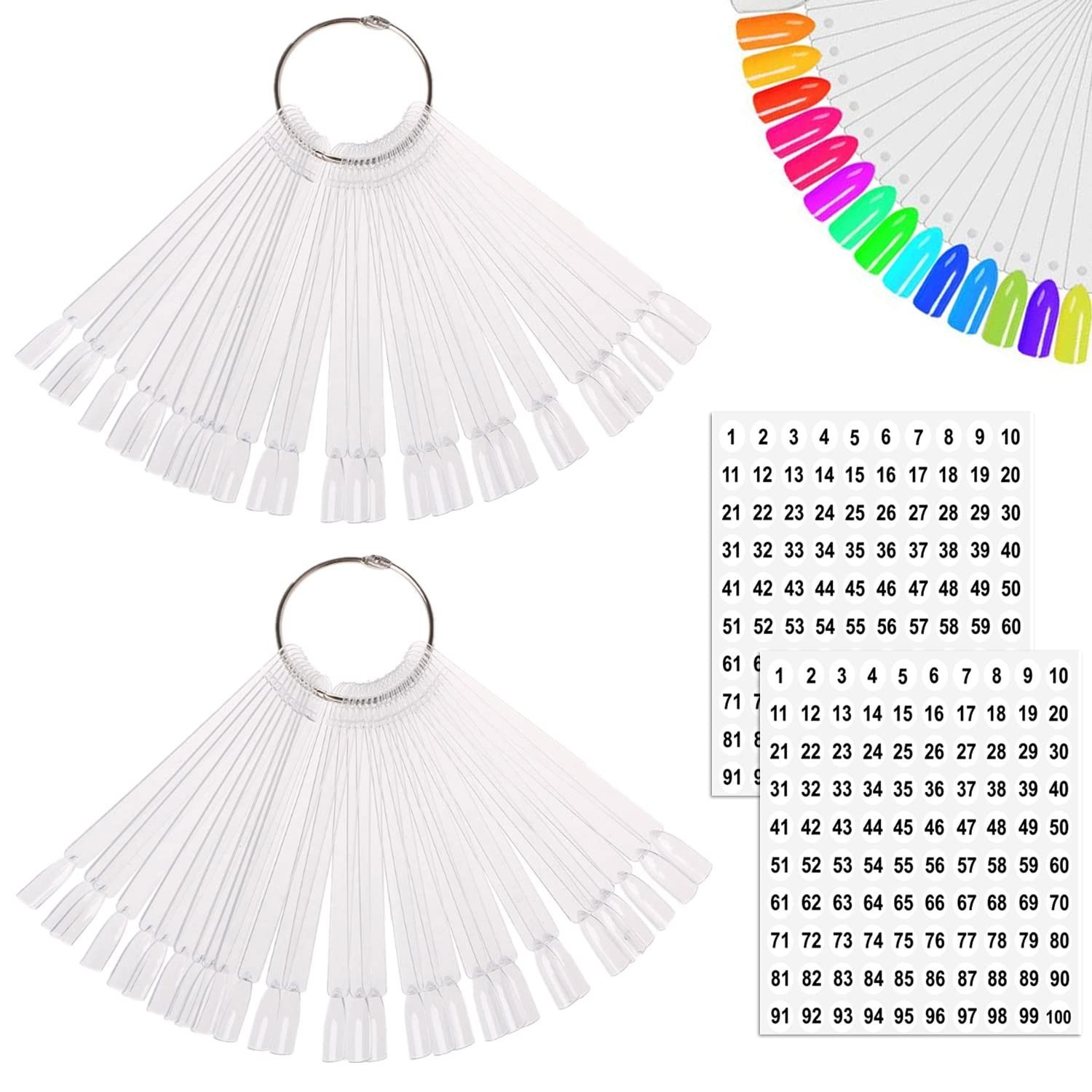 Durable 100 Pcs Transparent Nail Swatch Tips for Creative Nail Art & Display