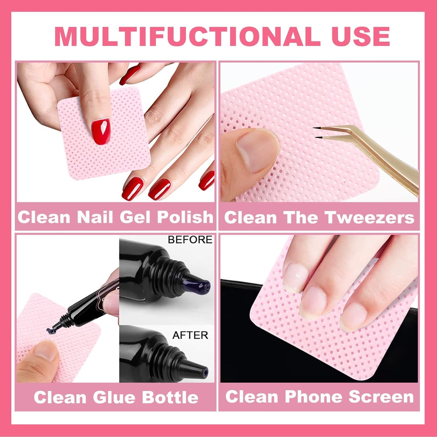 Lint Nail Wipes, Non-Woven Fabric Dry Nail Prep Wipes,