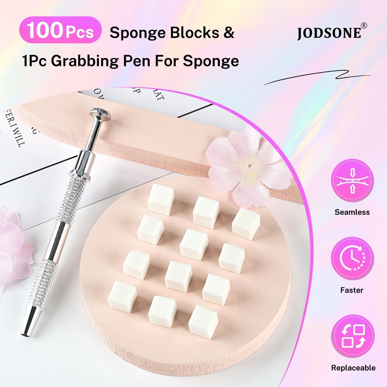 100PCS Soft Nail Sponges Tool with 1PCS Grabbing Pen Professional Accessories