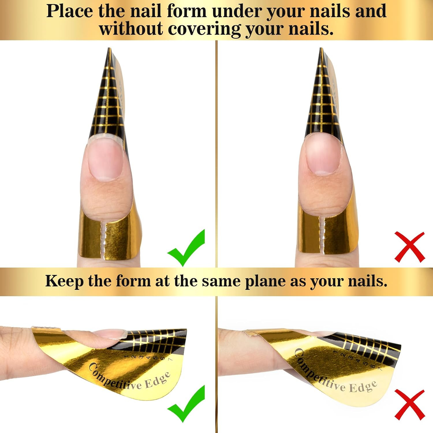 200 Nail Forms for Builder Gel – Durable Nail Extension Forms for Acrylic Nails,