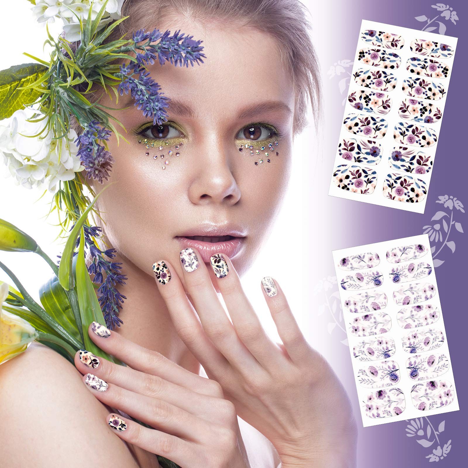 12 Sheets Full Wraps Nail Polish Stickers Self Adhesive Nail Art Decal Strips
