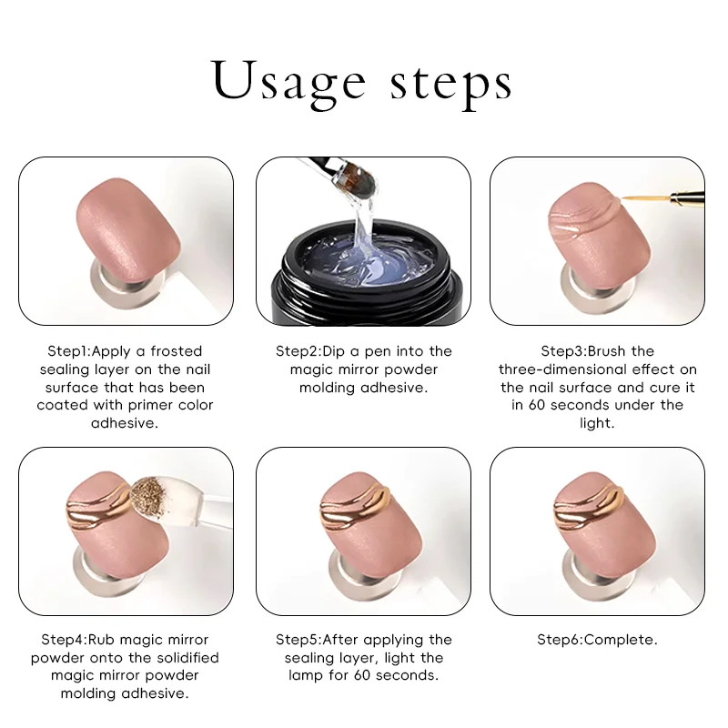 5Ml 3D Clear Nail Gel Mirror Powder Set for Metallic Three-Dimensional Nail Art