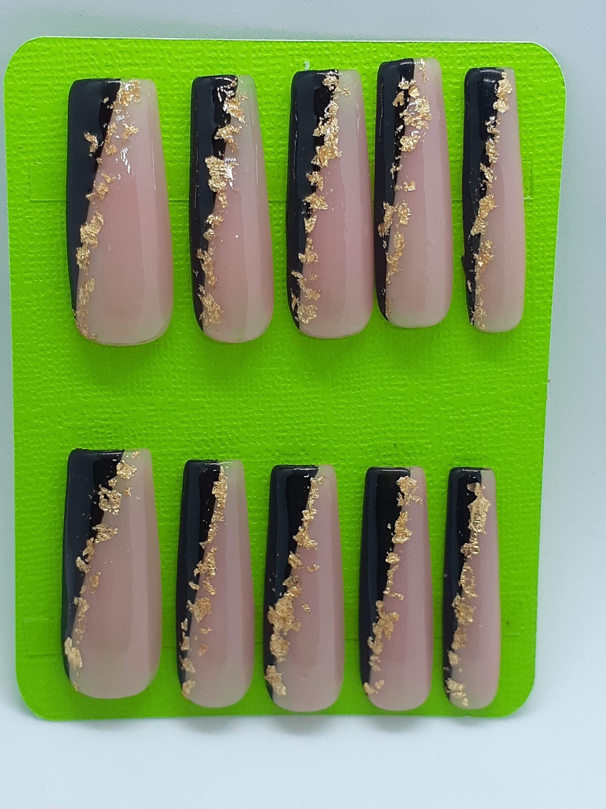 Black and Gold Elegant French Nude Press on Nails