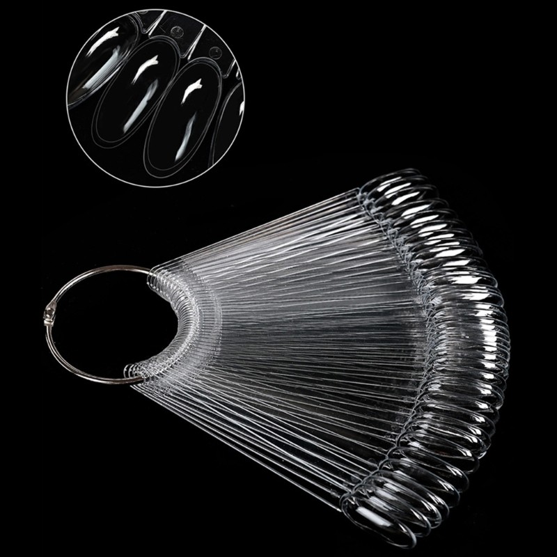 50 Pcs Clear Fan Shaped Nail Display Sticks Hair Accesory for DIY and Salon Use
