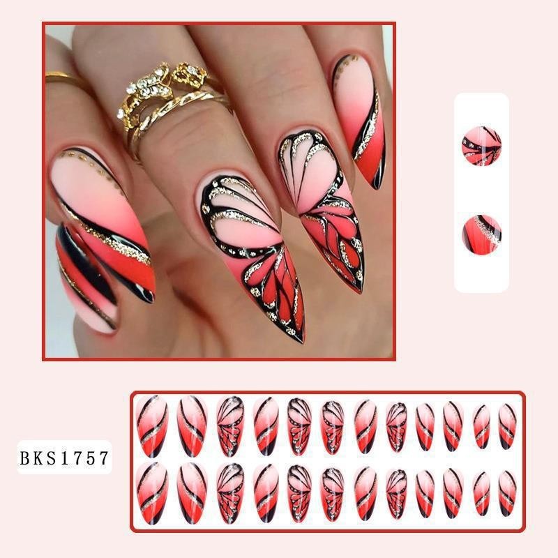 Almond Mid-Length Multi-colored Press-On Nails