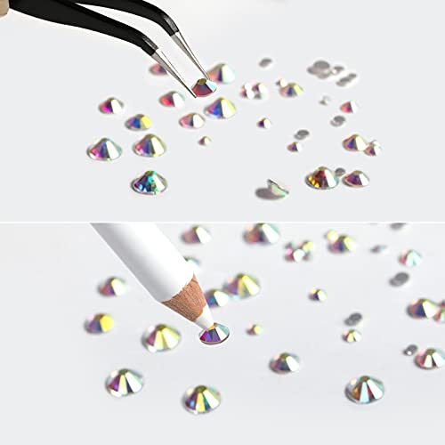 Rhinestones for Makeup,8 Sizes 2500pcs Flatback Rhinestones Eye Crystal AB