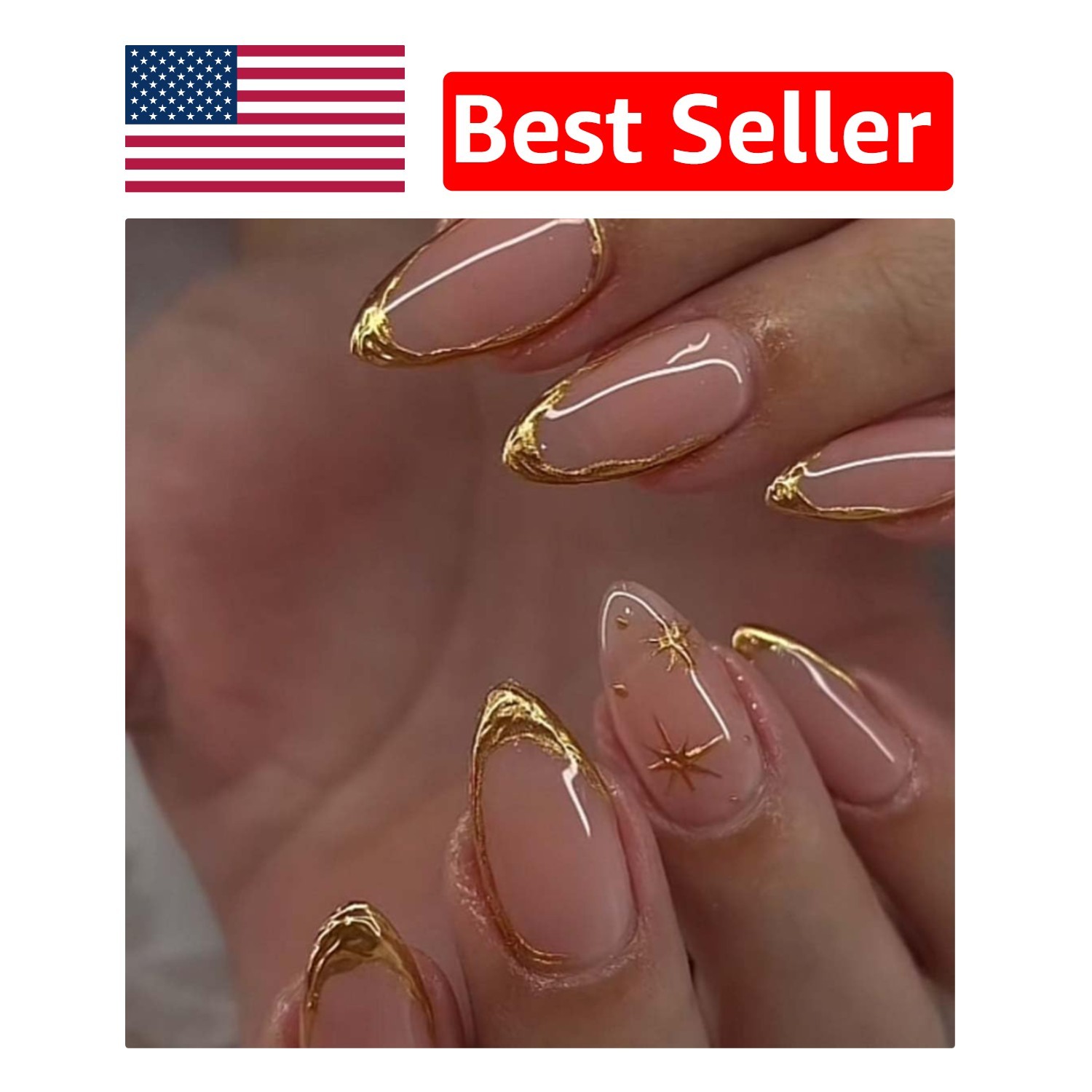 Stylish Almond-Shaped Press-On Nails in Glossy Style – 24 Pcs for All Occasions