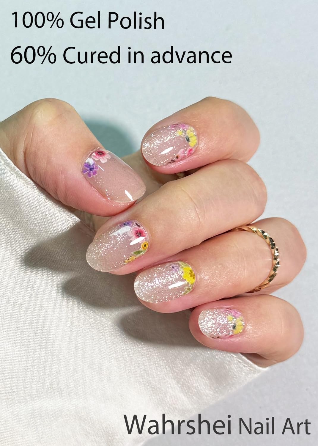 UV Nail Stickers, Flower Cat Eye 20pcs Semi Cured Nail Strips, Wraps for Home…