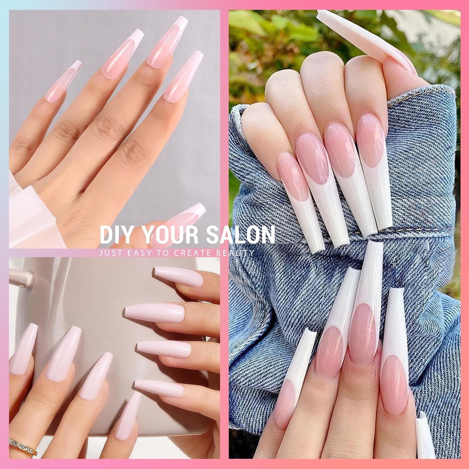 Half Matte 240pcs Coffin Nails Kit: XXL Super Long Tips for Creative Nail Art