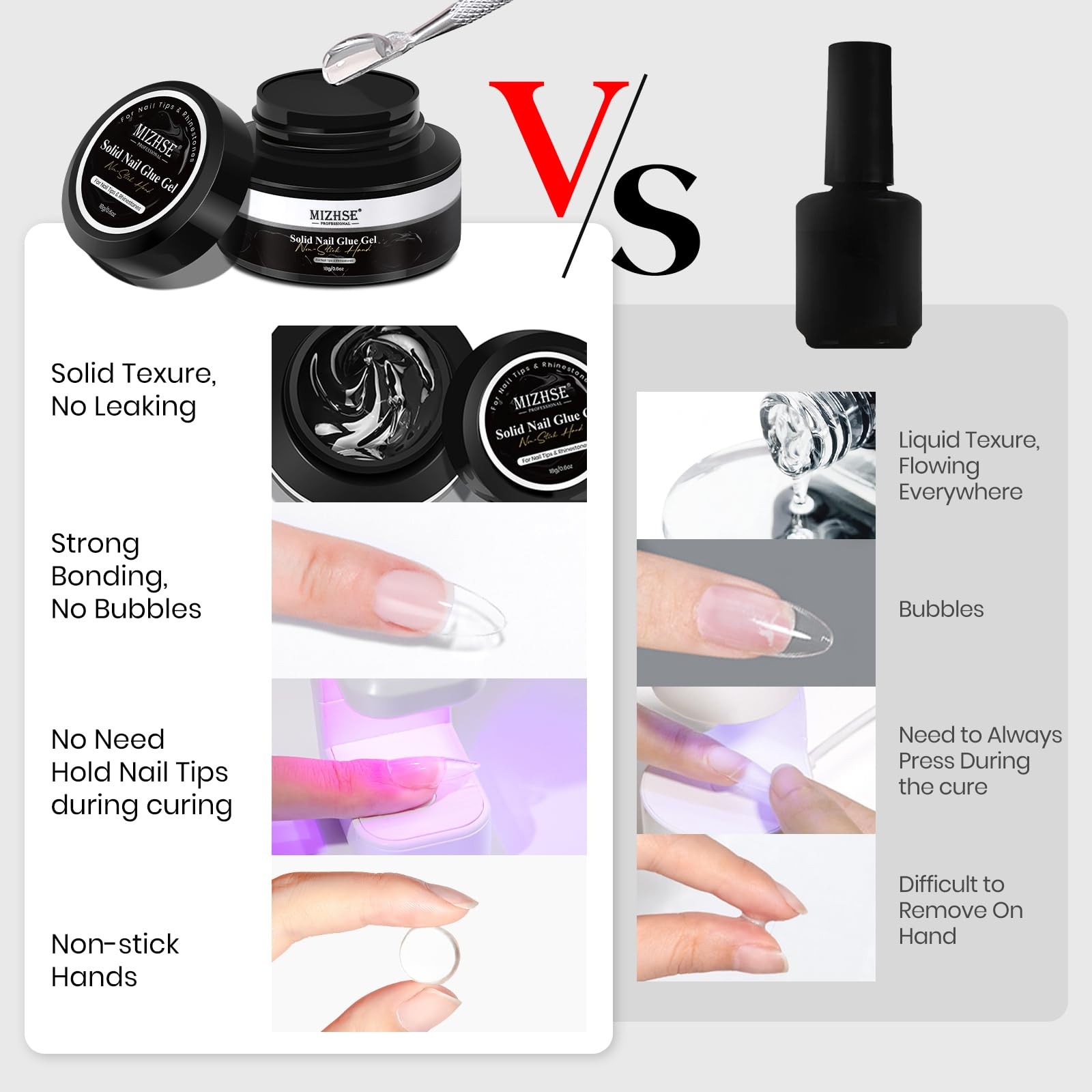 Solid Nail Glue, 18g Solid U V Gel Nail Glue Gel for Nails and Mini Light LED…