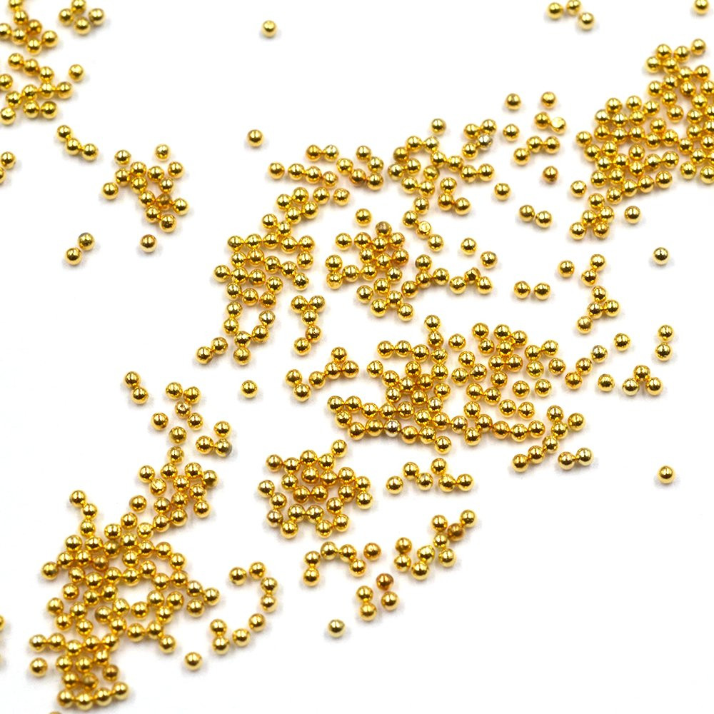 2Pcs Gold Silver Mini Metallic Caviar Nail Beads for 3D Metal Nail Ball Decorati