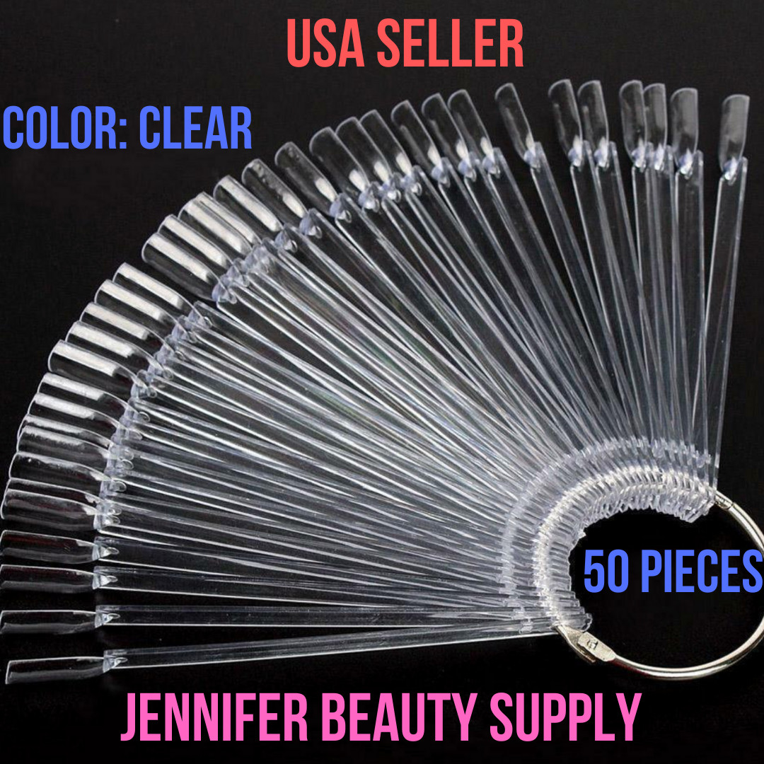 50 PCS FALSE DISPLAY NAIL ART SWATCH FAN WHEEL POLISH PRACTICE COLOR | US SELLER