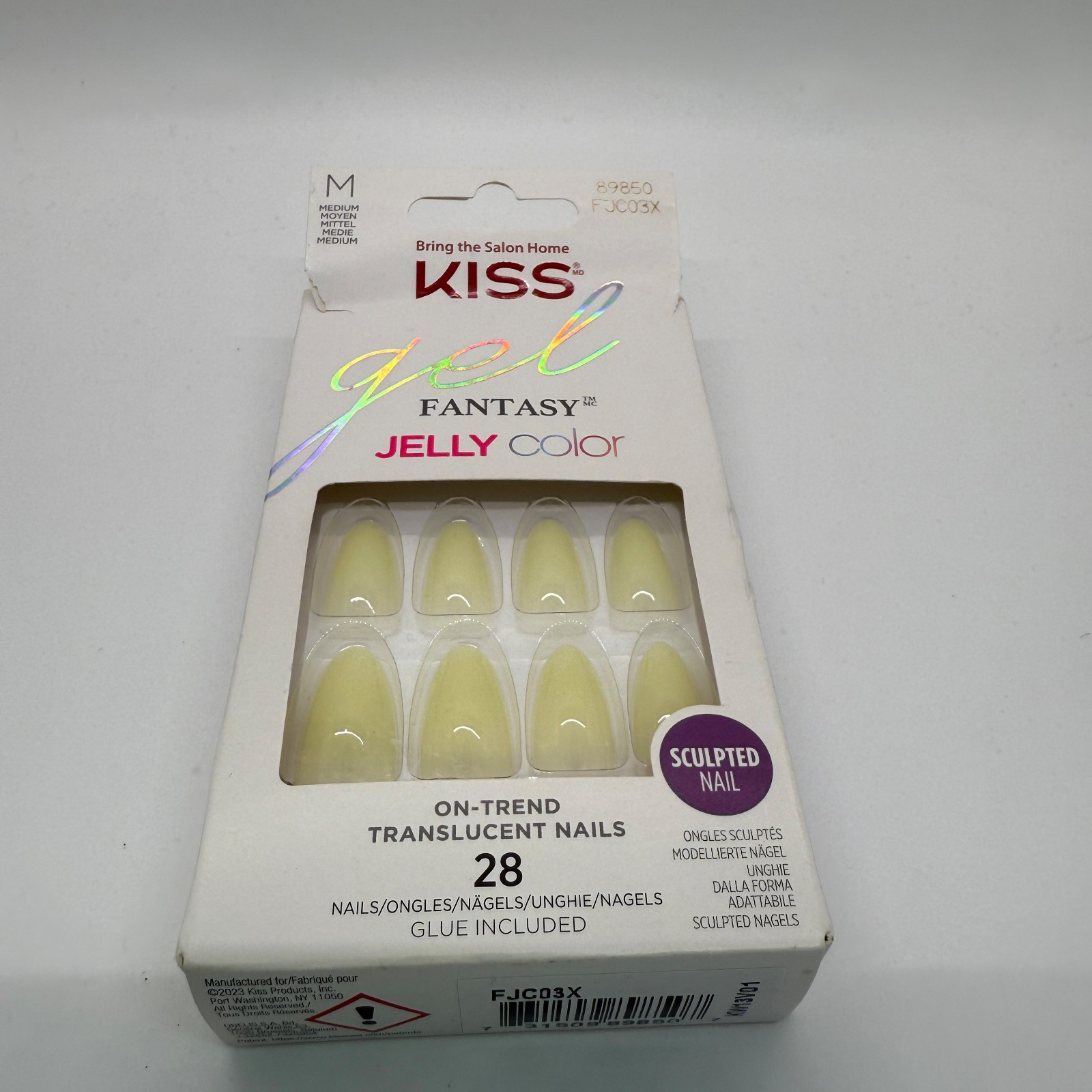 KISS Gel Fantasy Jelly Color Press-on Nails, Light Yellow