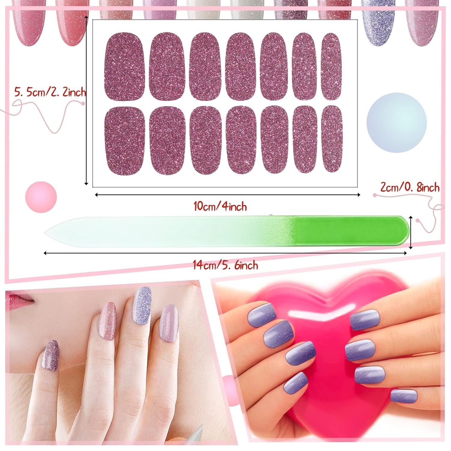 336 Pieces 24 Sheets Full Wrap Nail Polish Strips Stickers Self Adhesive Gel …