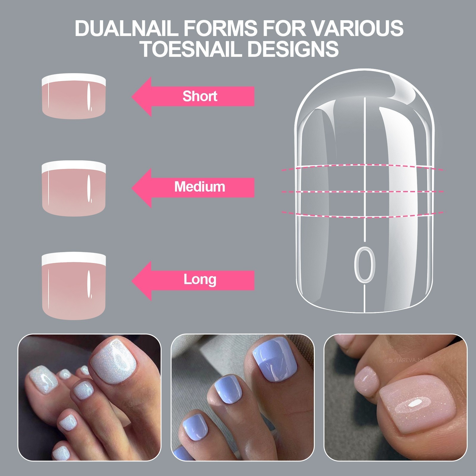 160pcs Clear Nail Forms for Finger & Toe Nails Extension Nail art tools 16 Sizes