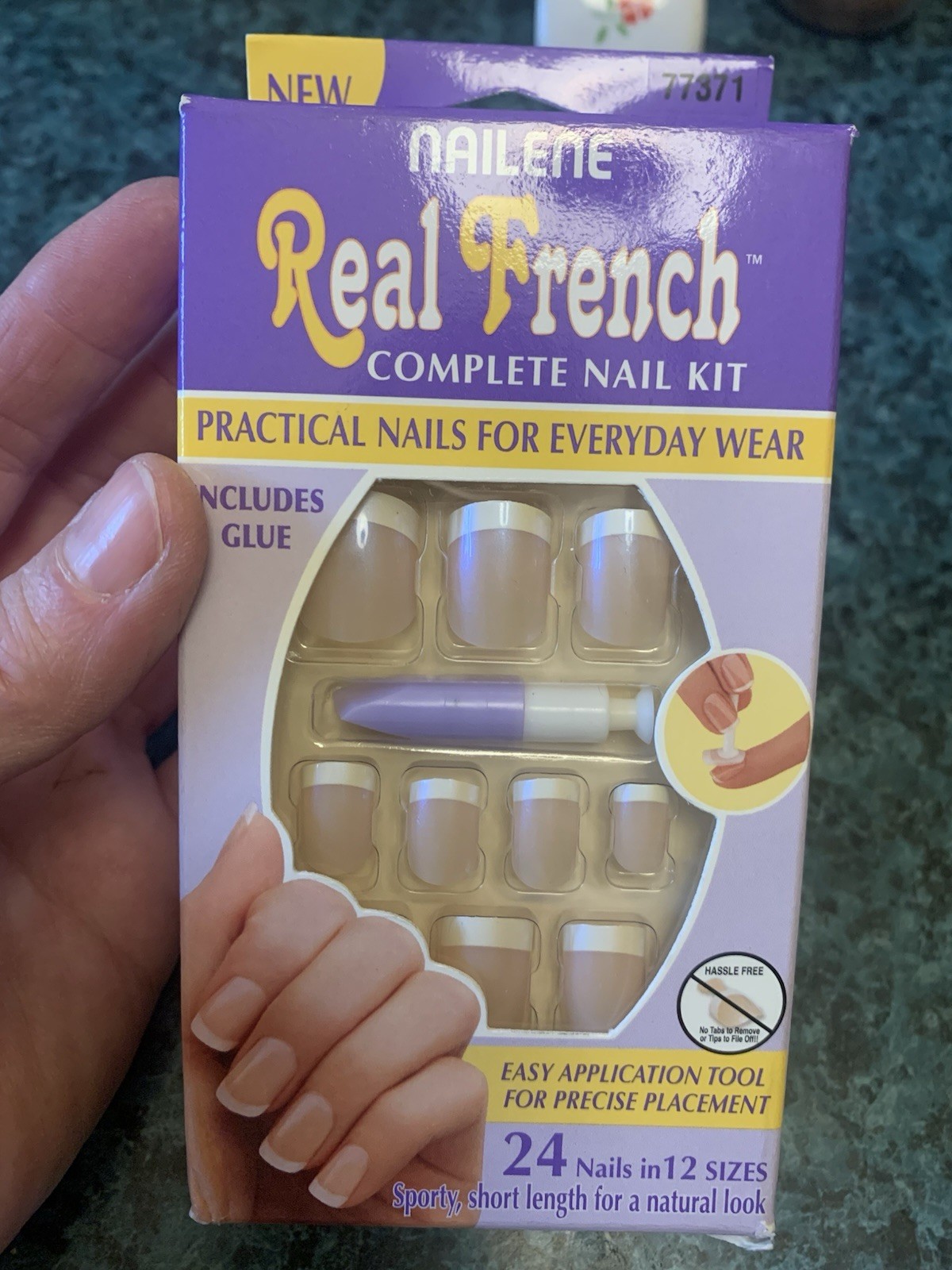 Nailene Real French Artificial Nail Set 24 nails in 12 sizes w glue – New Boxed