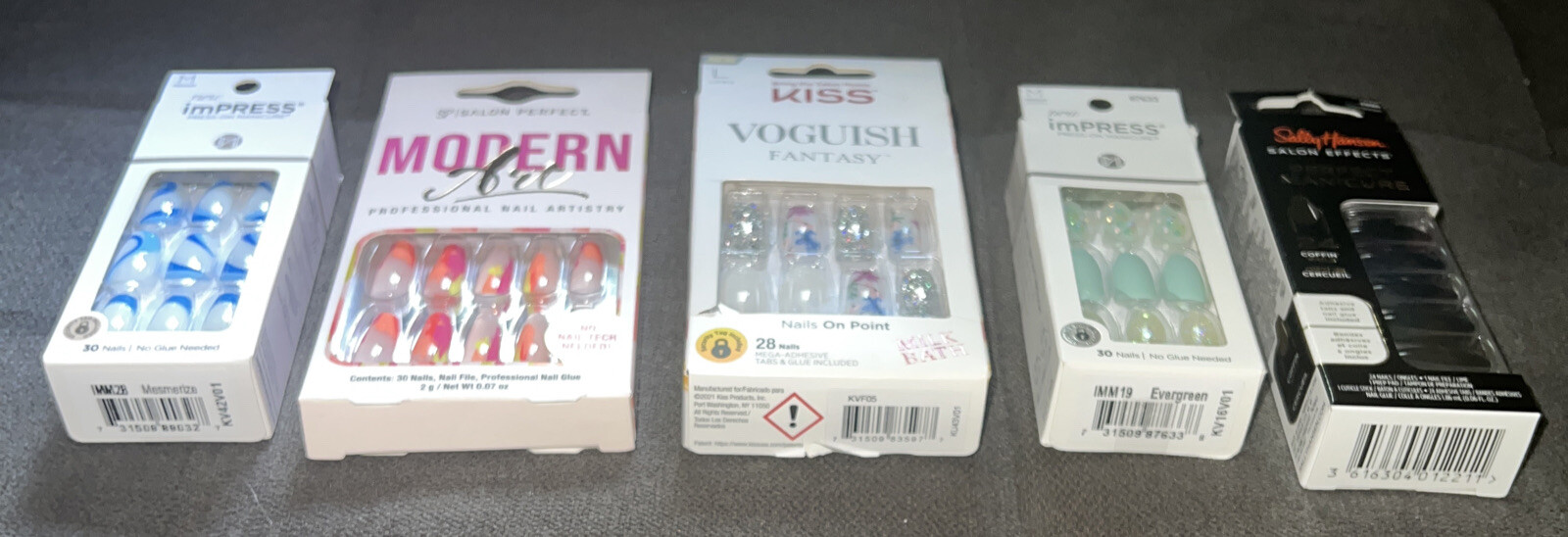 KISS SALON💅Mixed Lot 5-Pks Nail Sets:Modern Art, Voguish Fantasy,imPress & More