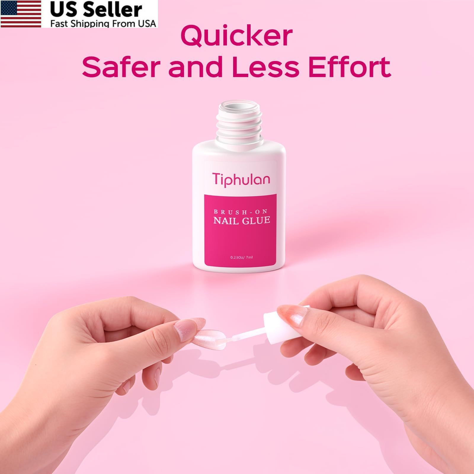 TIPHULAN 7ml Brush On Nail Glue for Press On, 0.23 Fl Oz (Pack of 1), clear