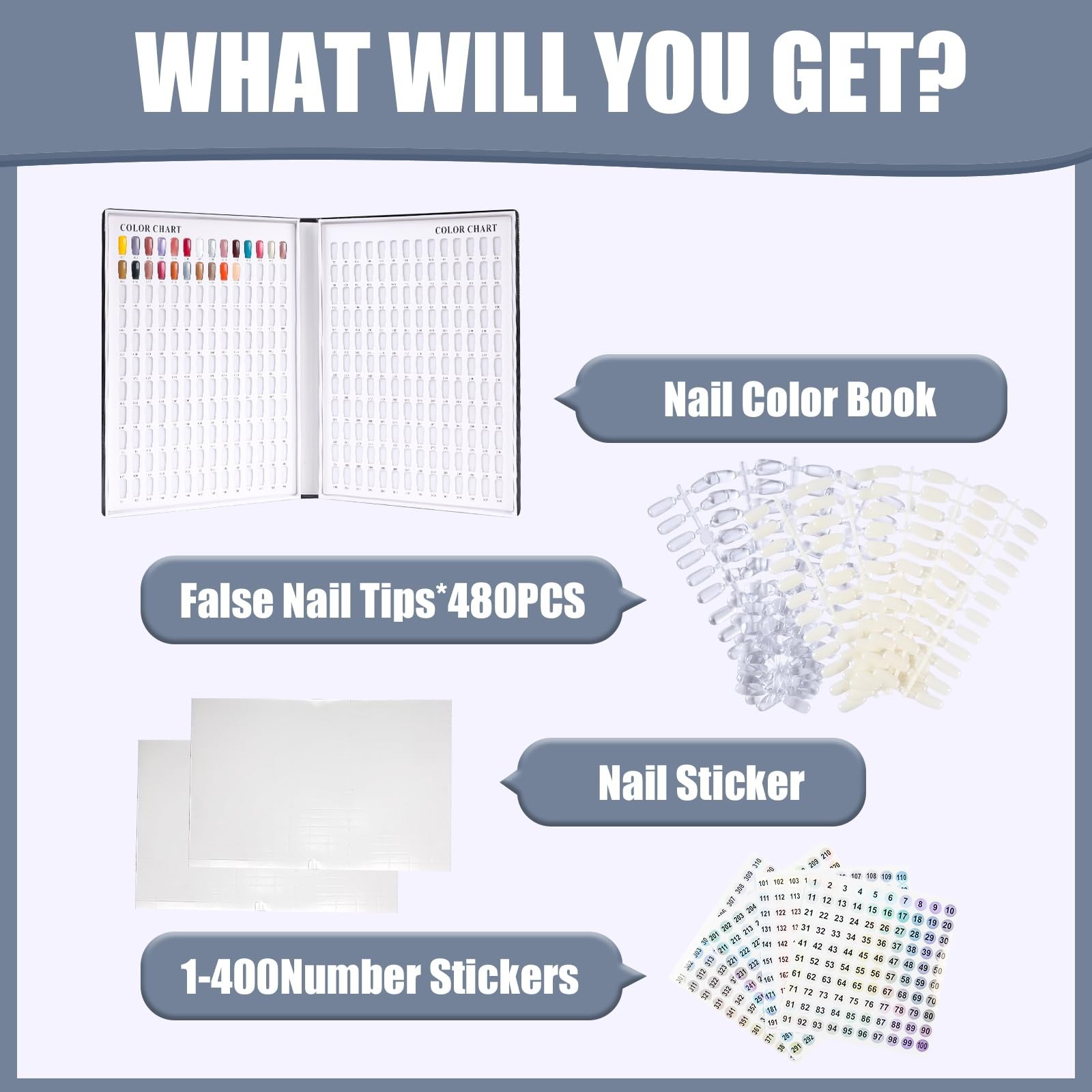 308 Colors Nail Swatches Book – 480 Nail Tips Display Chart for Gel Polish & Art