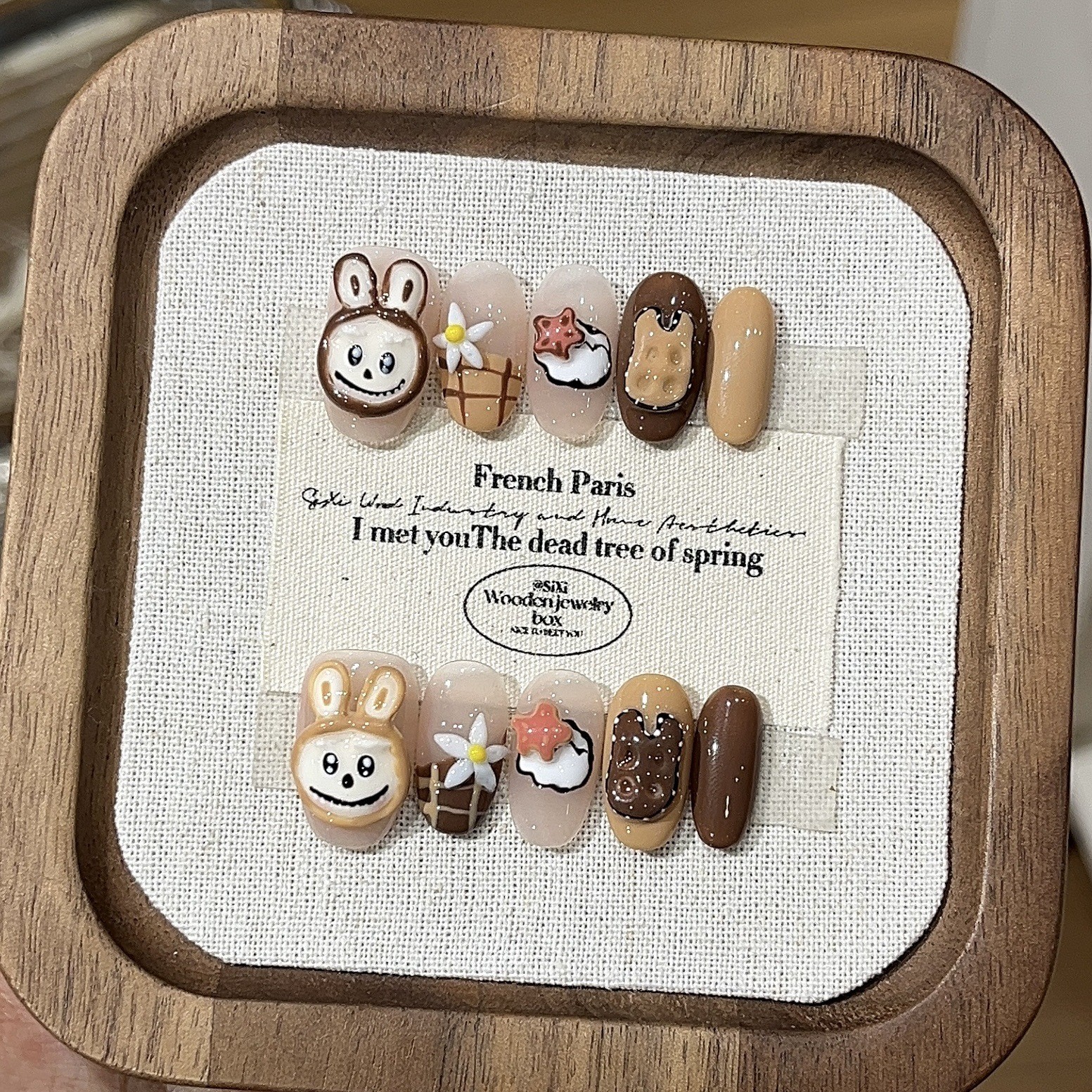 10Pcs Handmade Cartoon Bear Press On Nails Cute Graffiti Casual Daily Look