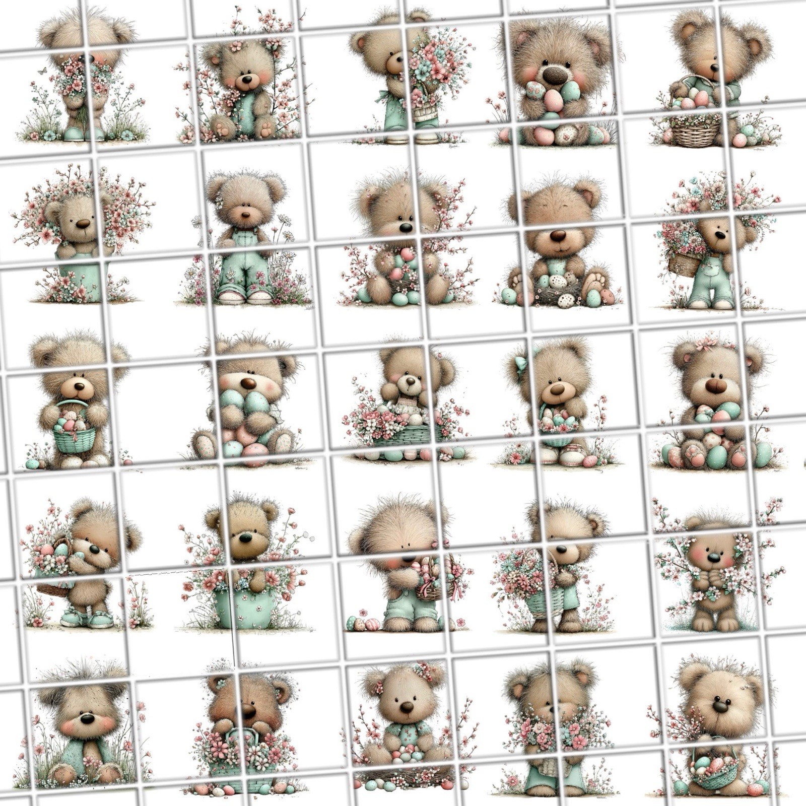 Easter Bears Animals Waterslide Finger Nail Decals Set Of 50 Ins Bonus Inc.