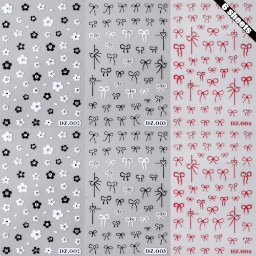 6 Sheets Rhinestones Bow Nail Stickers for 3D Self-Adhesive Bow Nail Stickers-5
