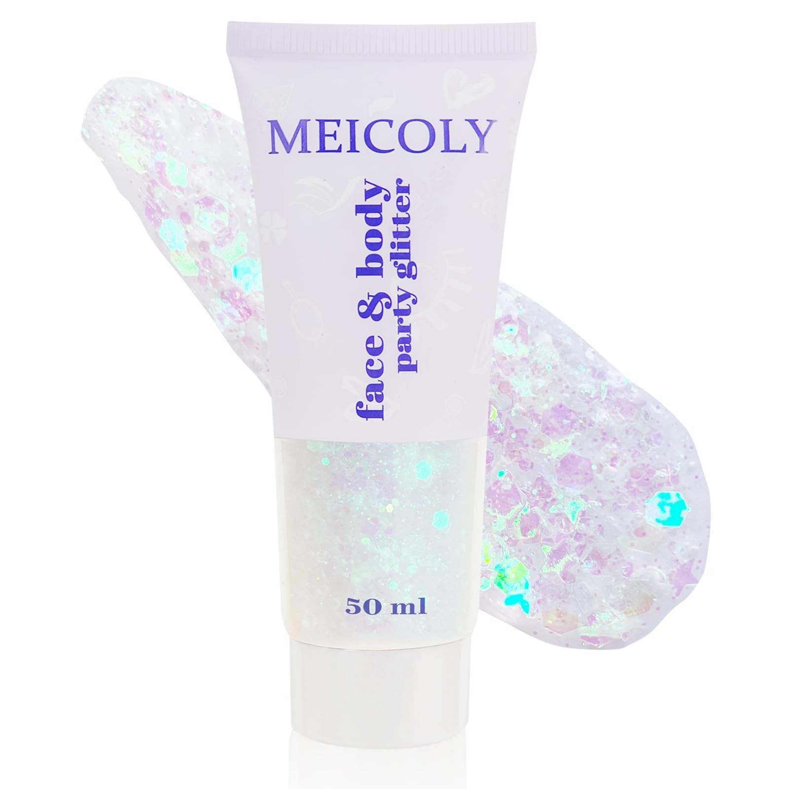 Clear White Face Body Glitter,Mardi Gras Face Glitter Makeup for Kids Women,F…