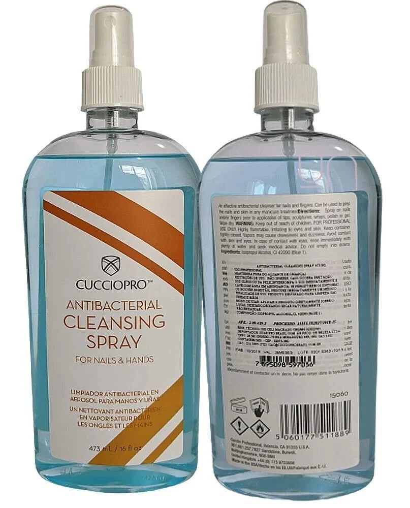 Cuccio Pro Antibacterial Cleansing Spray For Nails & Hands – 16 Fl.oz (473 ml)