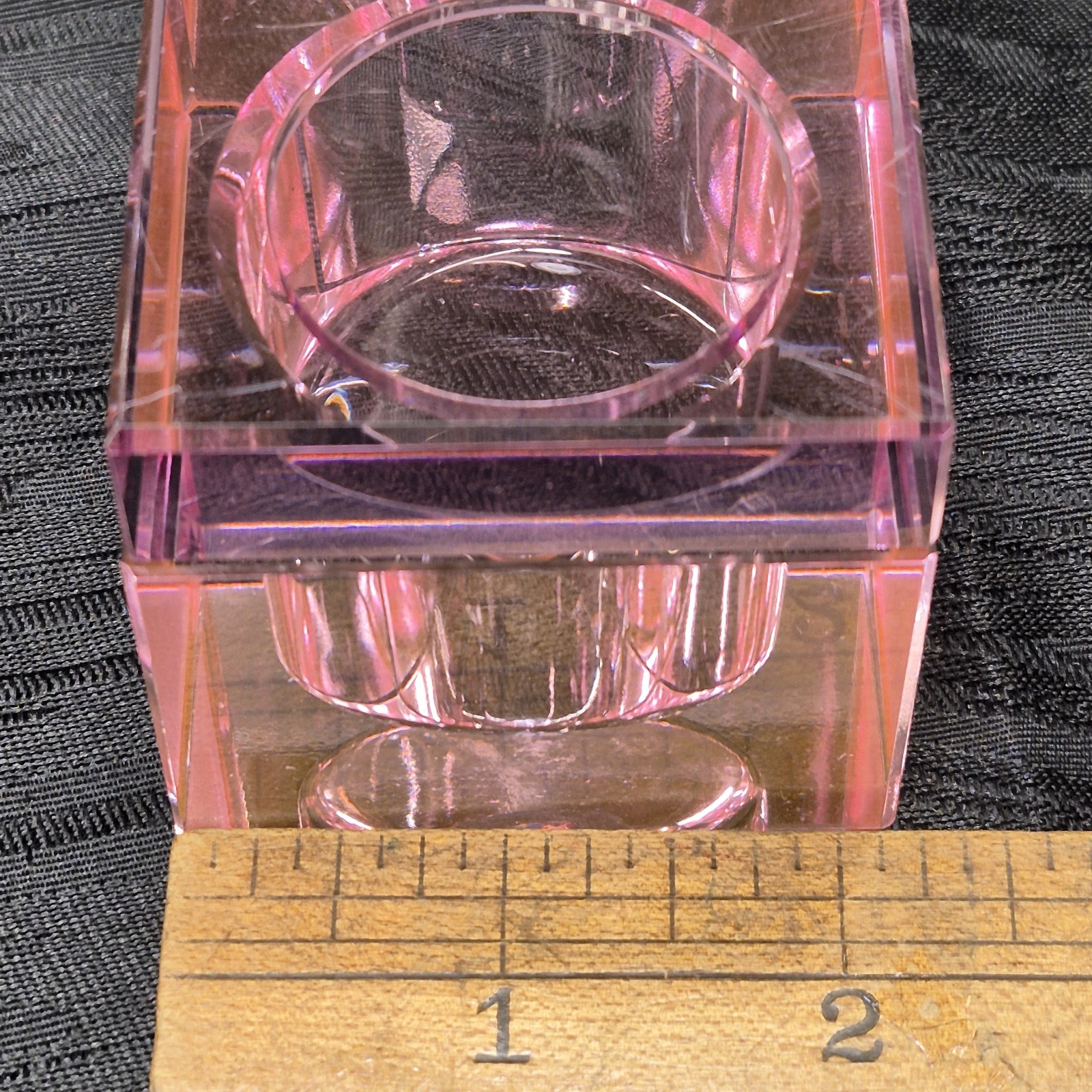 Square Pink Glass Dappen Dish W/Lid Original Box Nail Technician Acrylics GelS