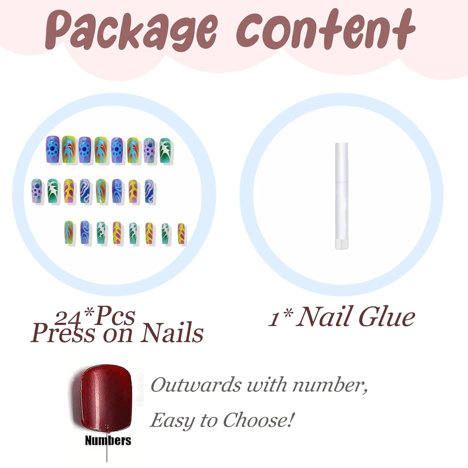 Press on Nails Long Square Fake Nails Blue Purple Ombre Glue on Nails Y2k Col…