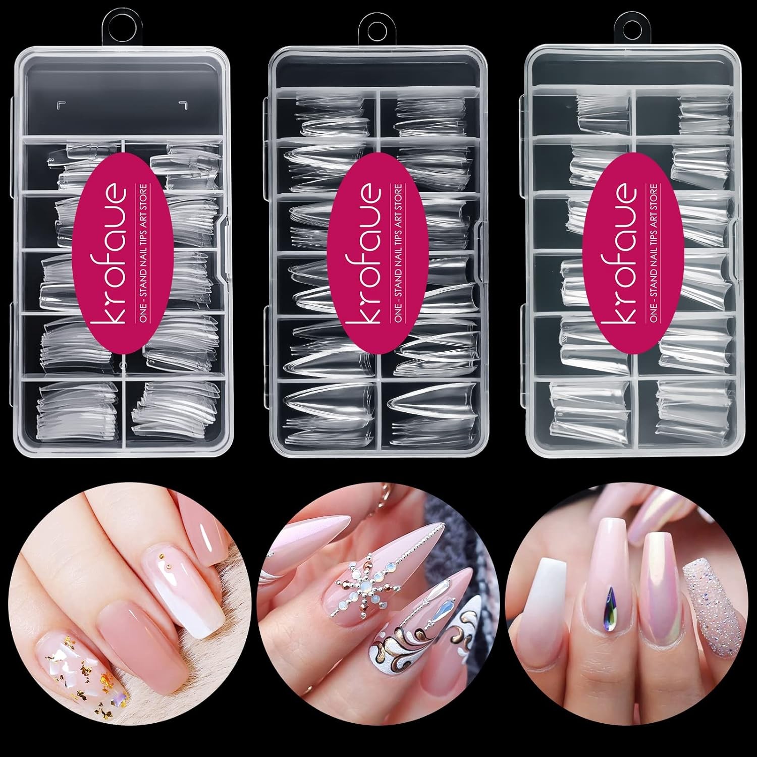 krofaue 500PCS Soft Gel False Nail Tips – Half Cover Acrylic Nail Art for Salon