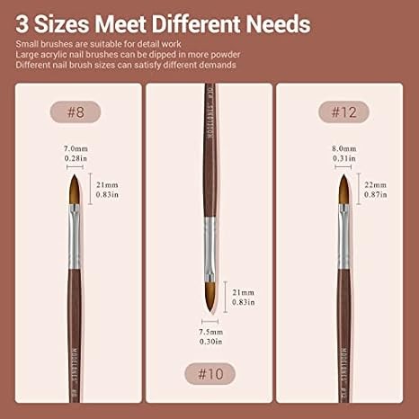Modelones Kolinsky Sable Nail Art Brush – Red Wood for 3D Designs & Extensions