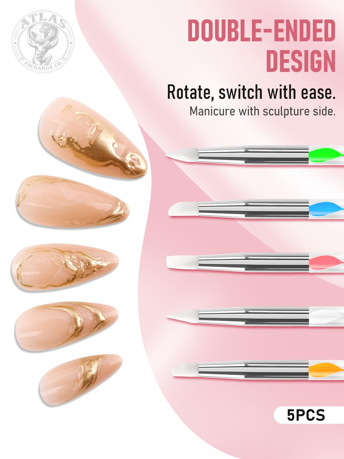 YOOVR Nail Art Tools, 200Pcs Nail Sponges for Ombre and Nail Art Brushes Set, Na