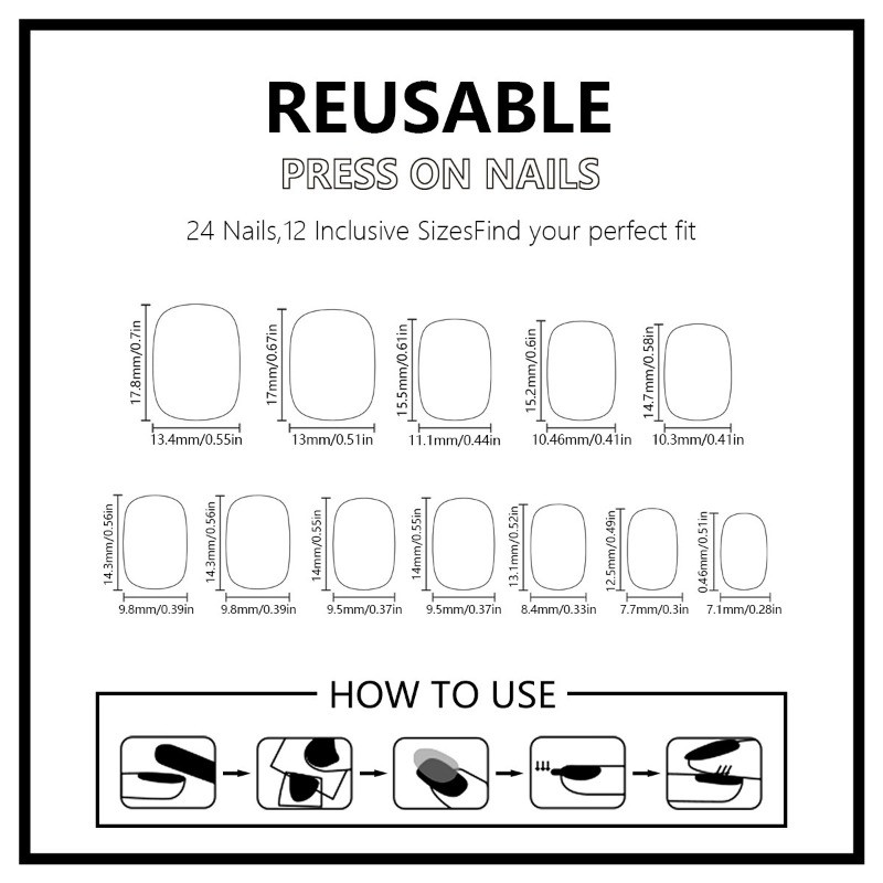 Handmade Square Press On Nails Floral Orange Pink Gradient Press On Nails S-L