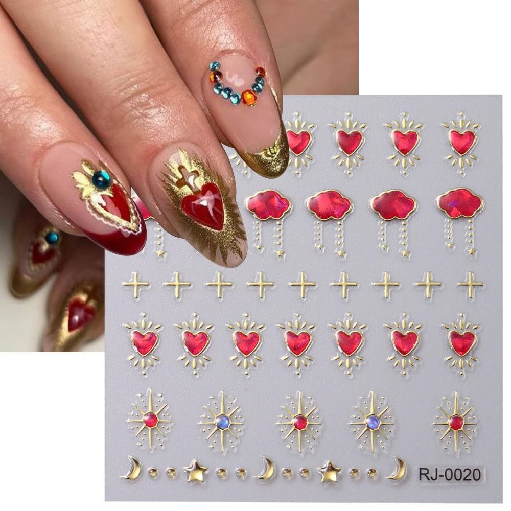 6Sheets 5D Embossed Stickers, Crystal Soft Glue Irregular Gems, Geometric Fra…
