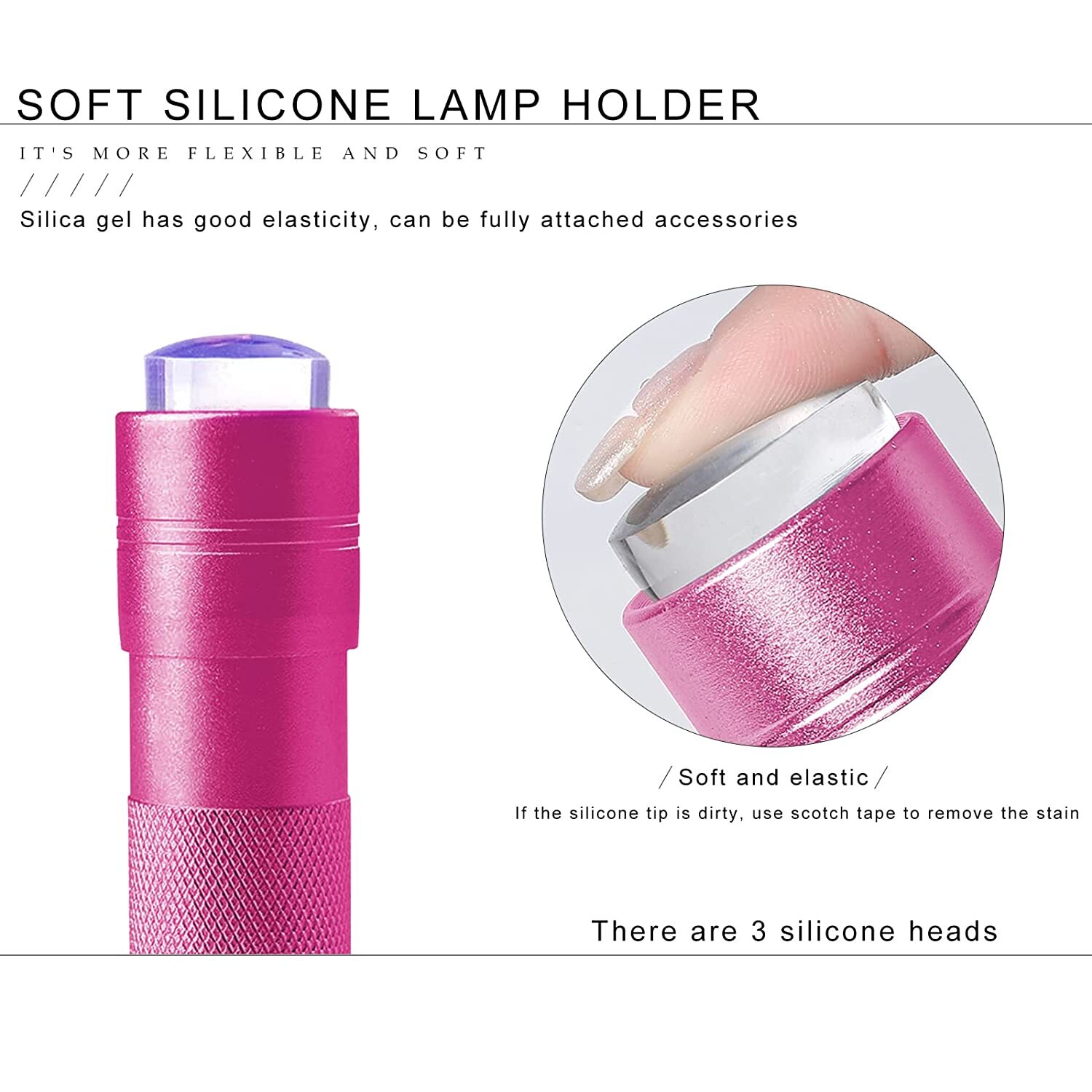 LOVELY NAILZ HANDHELD UV LAMP NAIL ART JELLY SILICONE STAMPER HEAD Pink