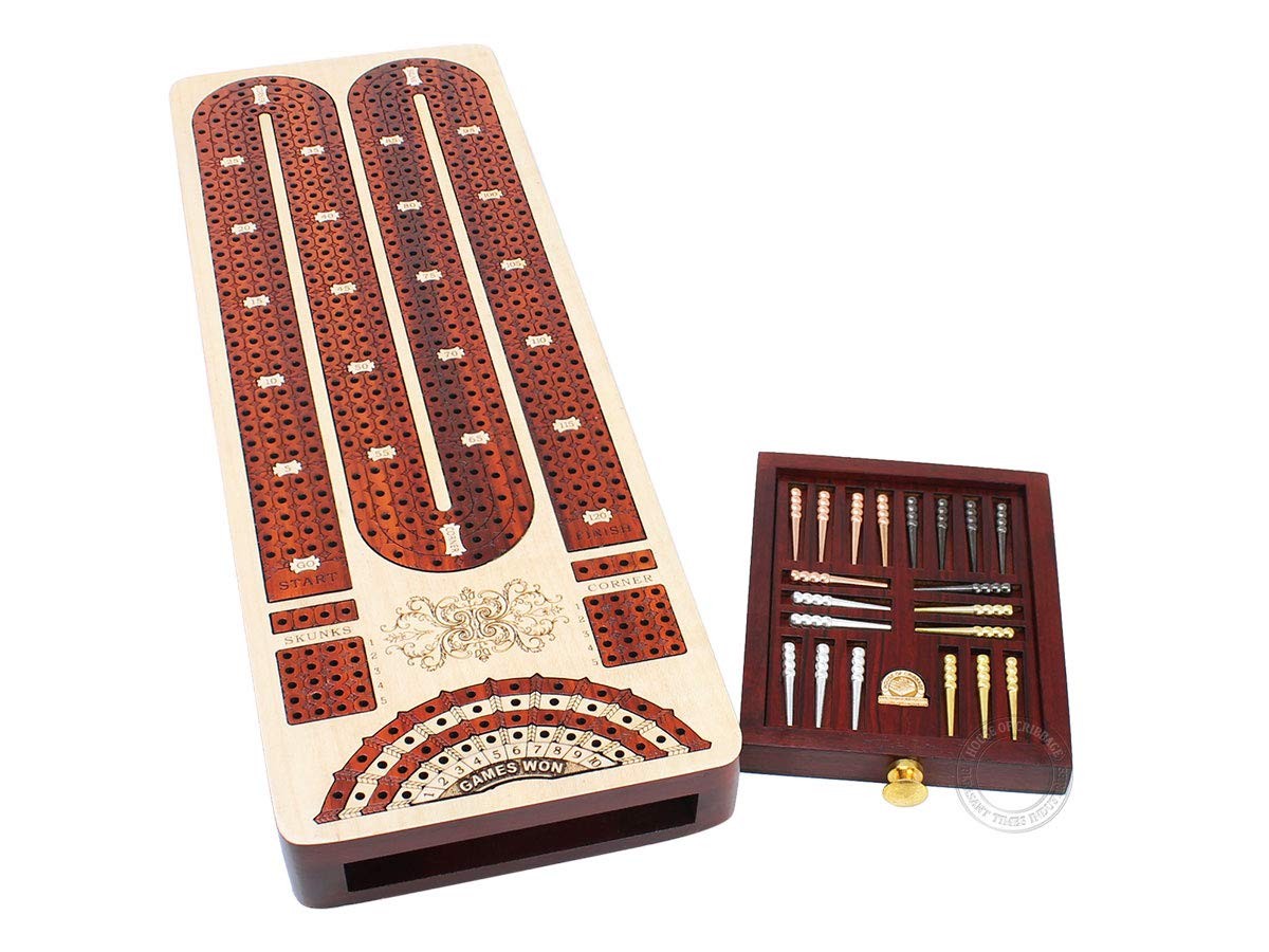 House of Cribbage – 4 Track 4.75 x 13.5 x 1.18 inches, Natural Wood Color
