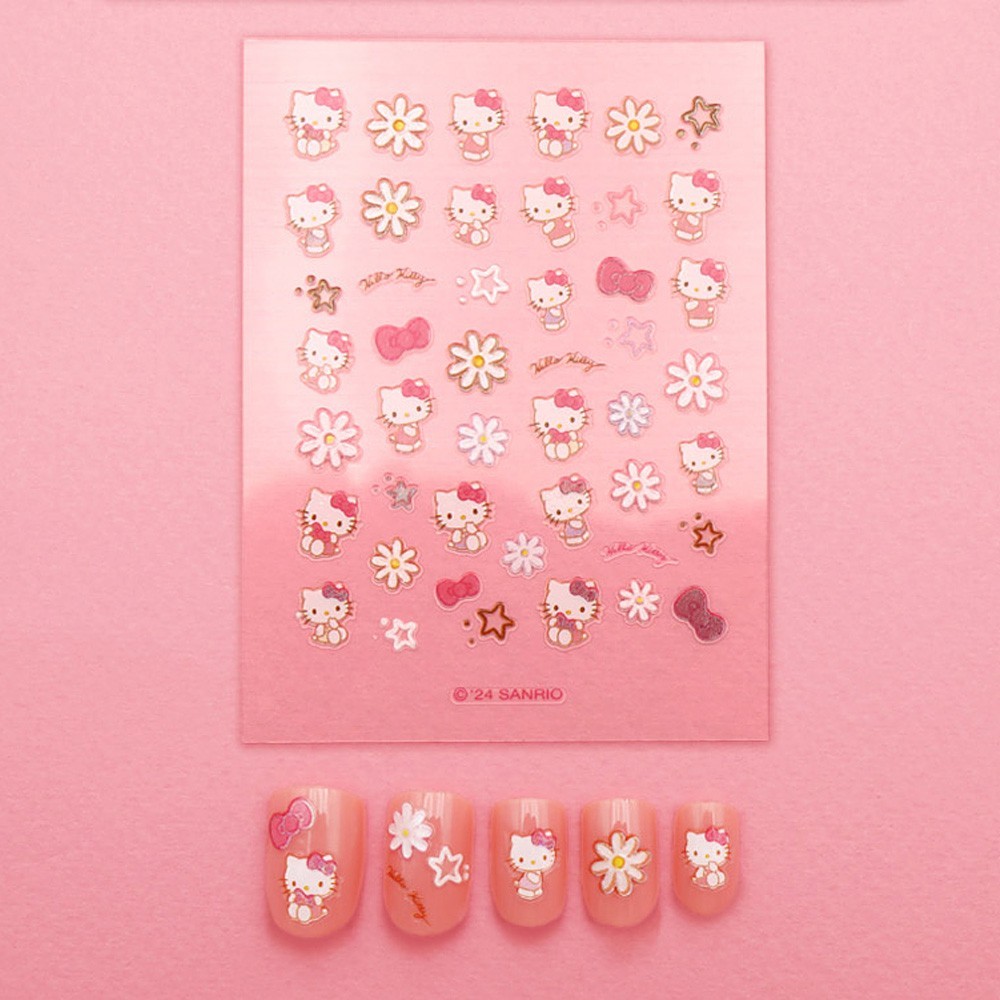 Hello Kitty Nail Stickers Set – 2 Sheets | Floral Kawaii Nail Art Sanrio Korea