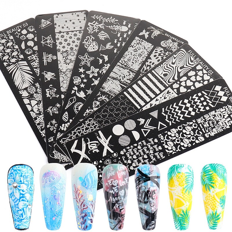 Leaf Daisy Flower Heart Butterfly Ocean Sea Shell Metal Nail Stamping Plate