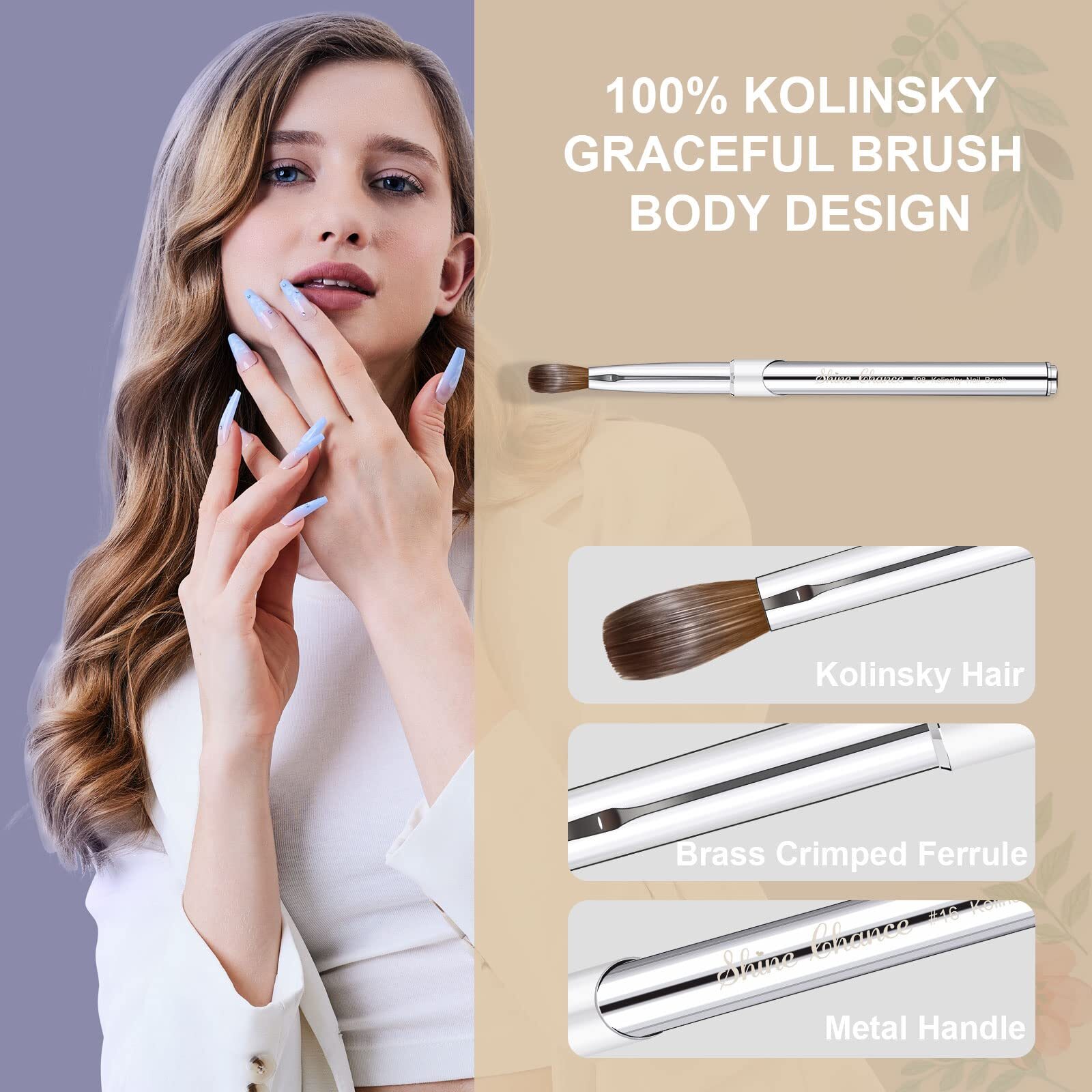 Pinceles Para Acrilico 100% Kolinsky Cepillo De AcrÃ­lico Profesional Para Uñas