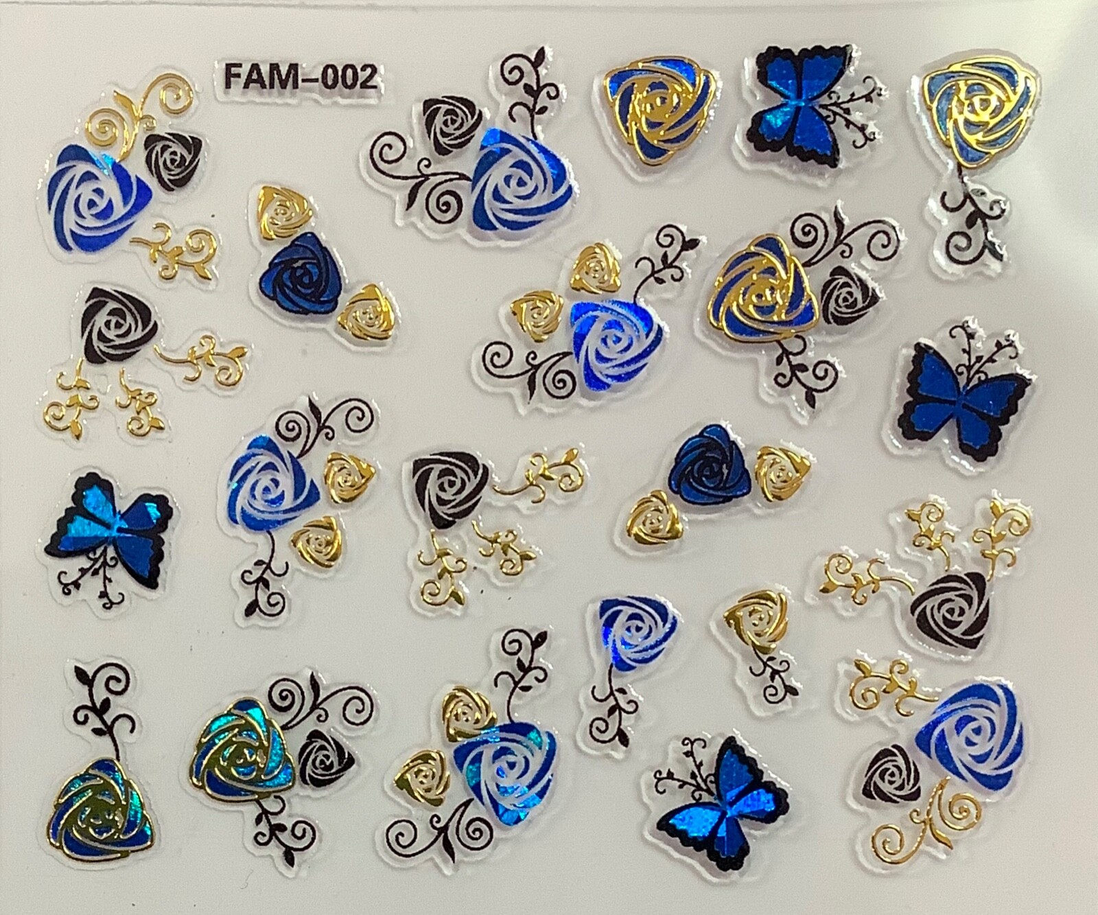 NAIL art 5 SHEETS Blue Mix FREE Shipping  +Free Extra Stickers Random Design